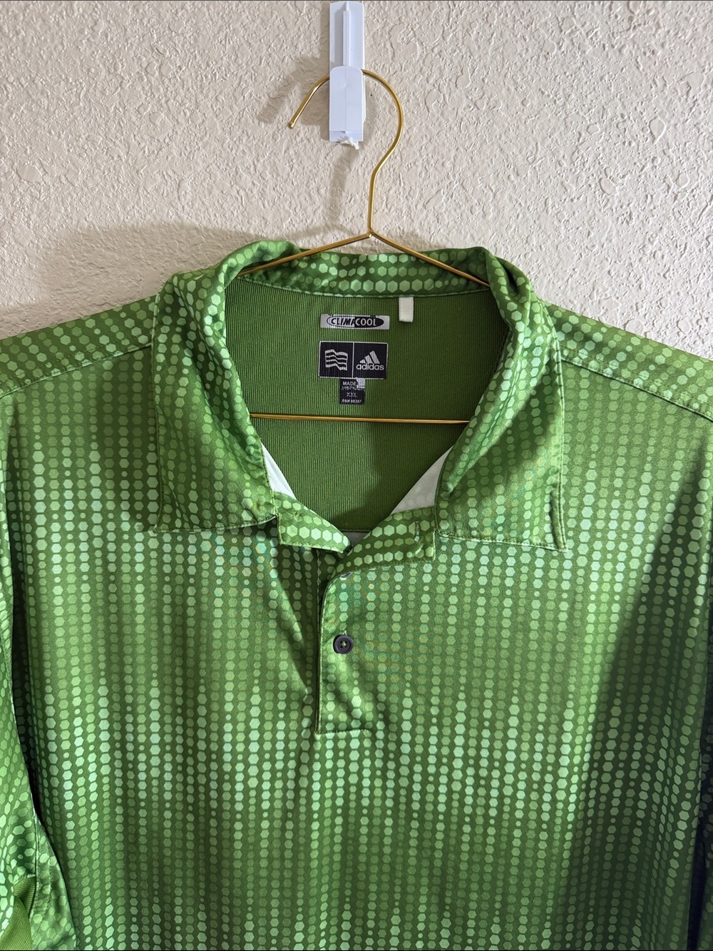 adidas Men’s Light Green Dot-Pattern Performance Polo